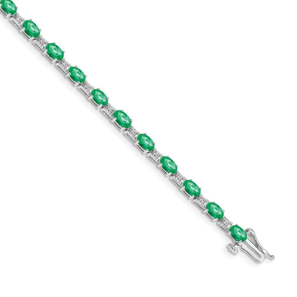 14k White Gold Diamond & Emerald Bracelet